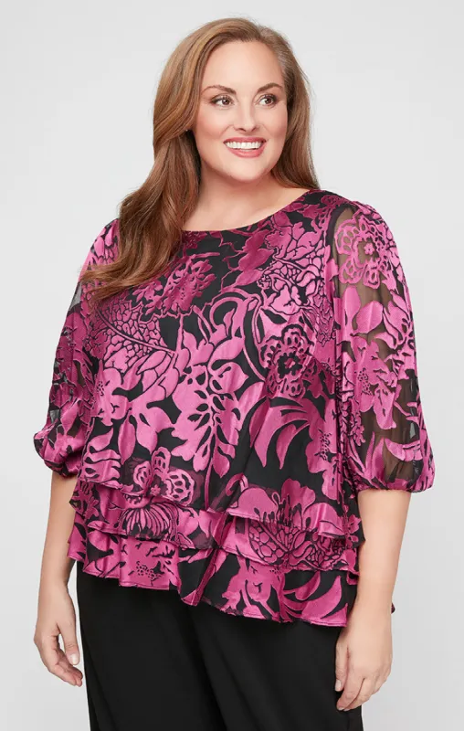 Plus Chiffon Blouse & Slim Crepe Pant sold by Alex Evenings