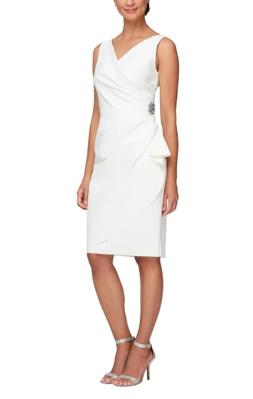 Regular - Compression Party Dress with Surplice Neckline & Embellishment at Hip sold by Alex Evenings
