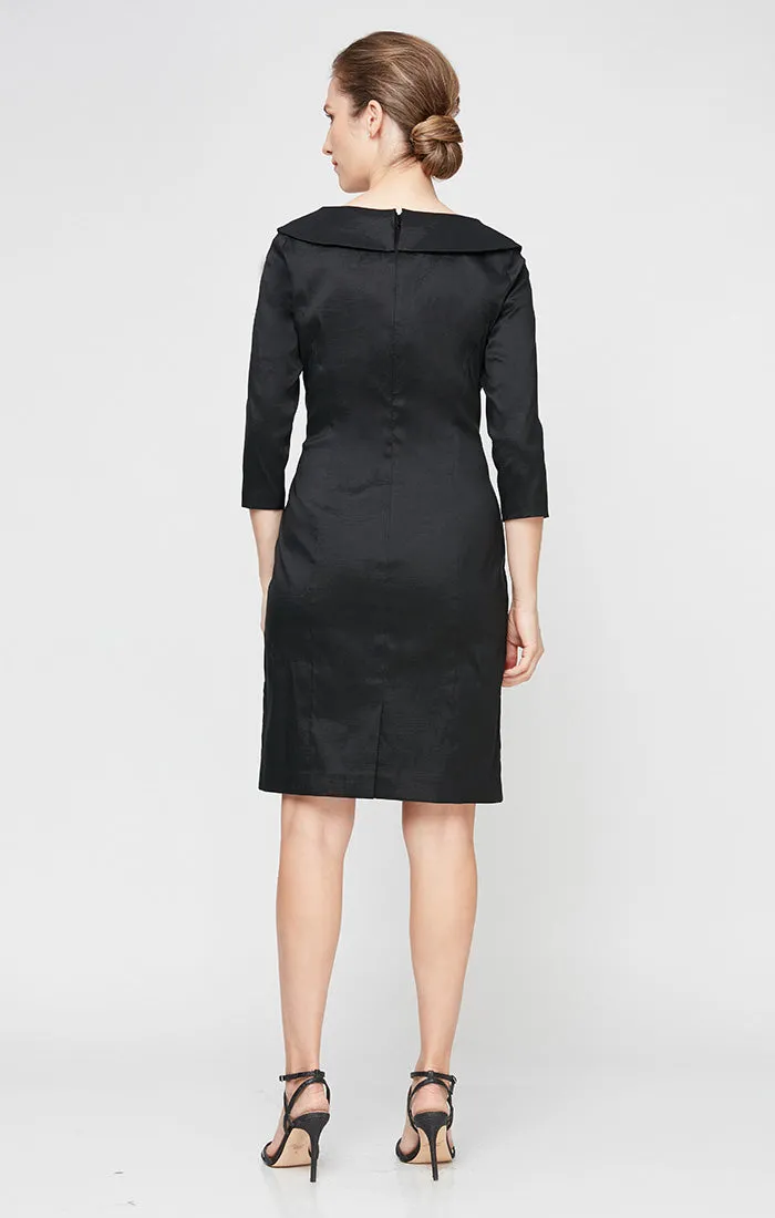 Regular - Stretch Taffeta Cocktail Dress with Portrait Collar and Ruched Waist Detail sold by Alex Evenings product image thumbnail 2