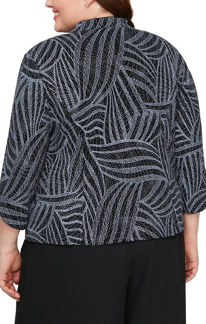 Plus - 3/4 Sleeve Glitter Printed Mandarin Neck Twinset with Scoop Neck Tank sold by Alex Evenings product image thumbnail 3