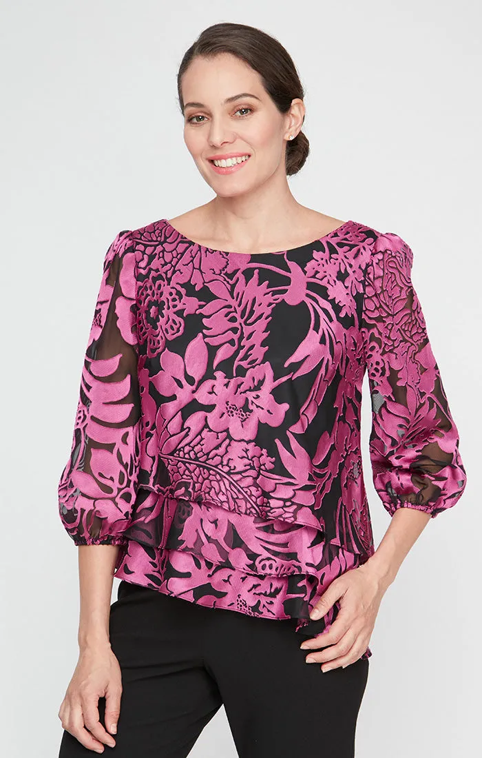 Petite Chiffon Blouse & Slim Crepe Pant sold by Alex Evenings