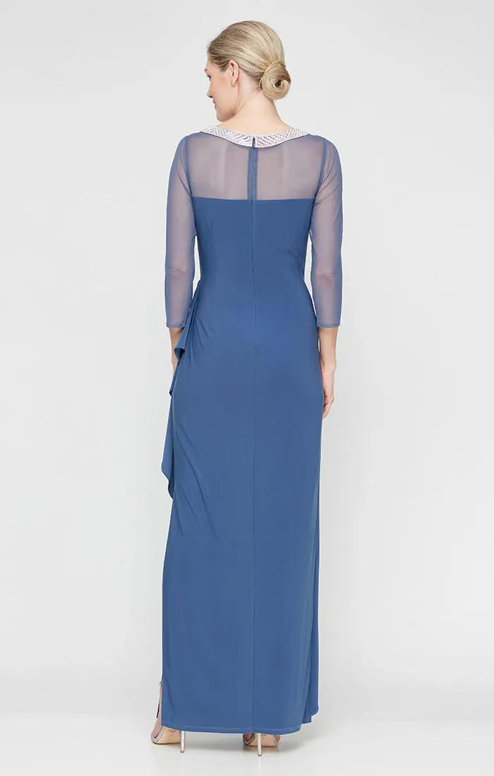 Petite - Long Matte Jersey Illusion with Embellished Neckline sold by Alex Evenings product image thumbnail 2