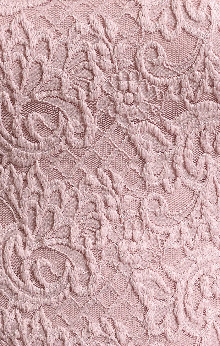 Long Stretch Lace Off the Shoulder Mock Dress with Scallop Neckline Detail and Chiffon Full Skirt sold by Alex Evenings product image thumbnail 2