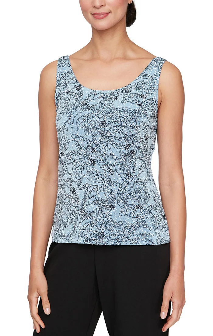 3/4 Sleeve Glitter Printed Twinset with Hook Neck Jacket and Scoop Neck Tank sold by Alex Evenings product image thumbnail 3