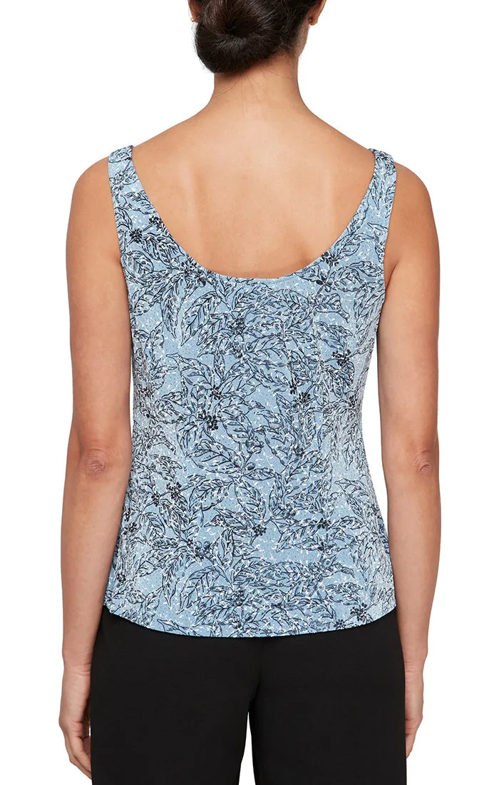 3/4 Sleeve Glitter Printed Twinset with Hook Neck Jacket and Scoop Neck Tank sold by Alex Evenings product image thumbnail 2