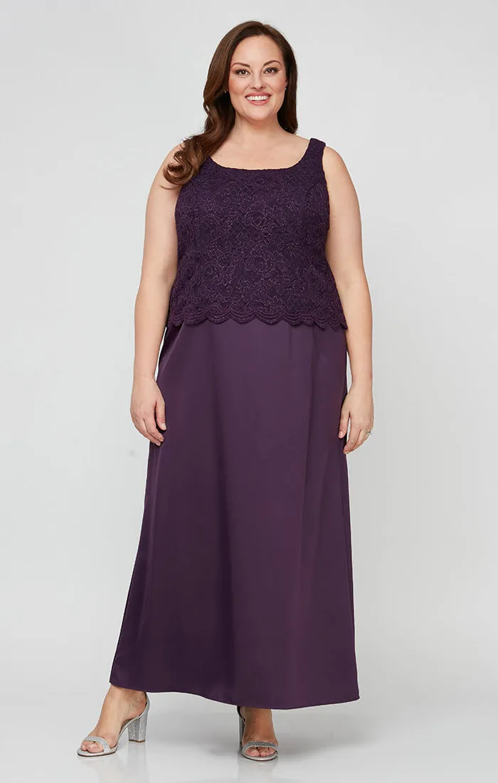 Plus Glitter Lace & Satin Jacket Dress with Open Jacket sold by Alex Evenings product image thumbnail 2