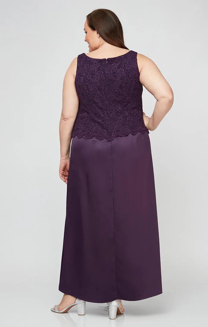 Plus Glitter Lace & Satin Jacket Dress with Open Jacket sold by Alex Evenings product image thumbnail 4