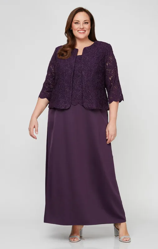 Plus Glitter Lace & Satin Jacket Dress with Open Jacket sold by Alex Evenings