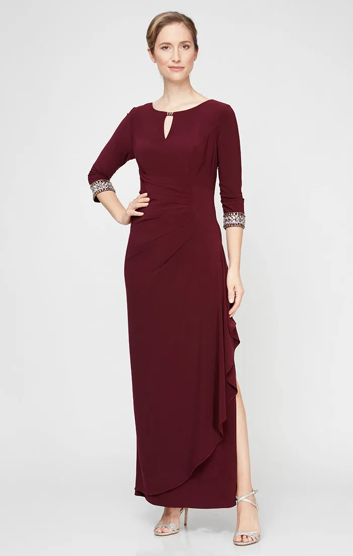 Regular - A-Line Jersey Dress with Side Ruched Cascade Skirt sold by Alex Evenings