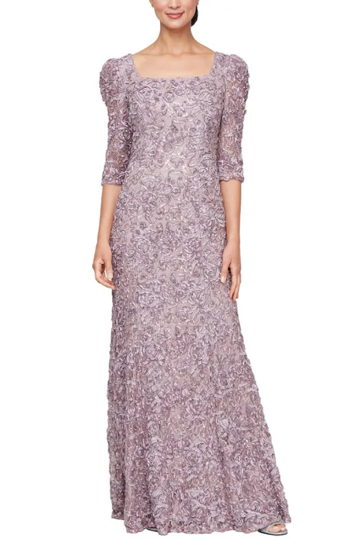 Petite Sleeveless V-Neck Dress with Soutache Skirt and Jersey Bodice sold by Alex Evenings