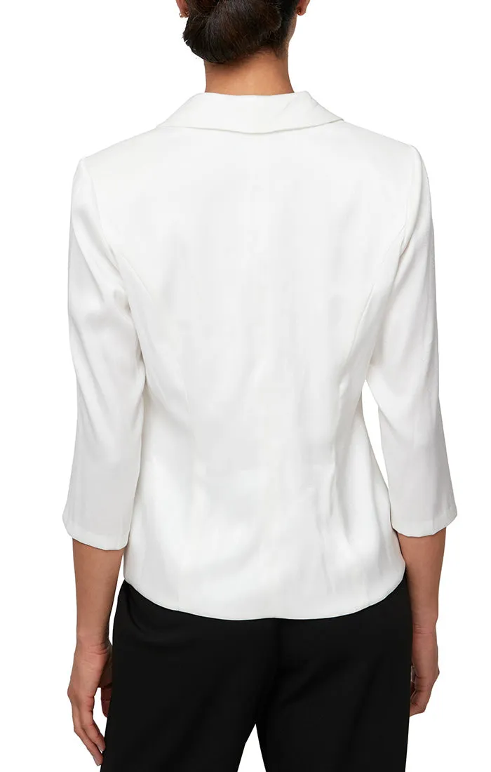 Plus 3/4 Sleeve Side Closure Blouse with Collar and Decorative Closure sold by Alex Evenings product image thumbnail 4