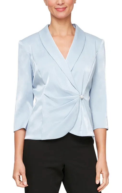 Plus 3/4 Sleeve Side Closure Blouse with Collar and Decorative Closure sold by Alex Evenings