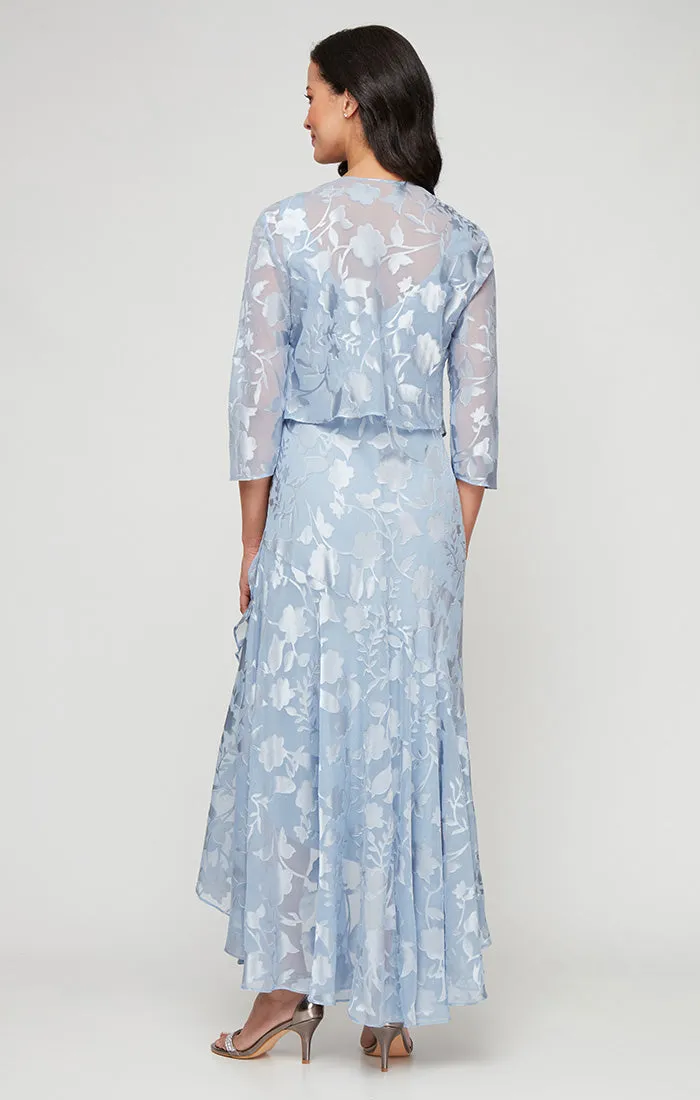 Chiffon Jacket Dress with High/Low Tulip Hem Skirt & Open Cascade Jacket sold by Alex Evenings product image thumbnail 3