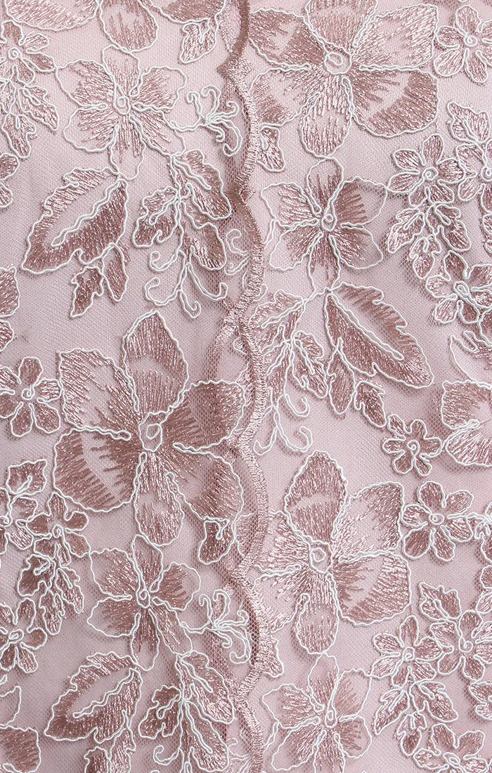 3/4 Sleeve Corded Embroidered Blouse with Center Front Scallop Detail and Illusion Sleeves sold by Alex Evenings product image thumbnail 2