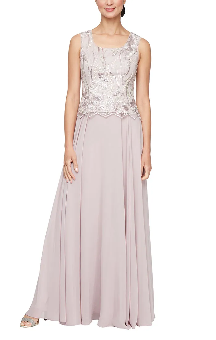 Long Sequin Embroidered Mock Jacket Dress with Center Front Closure Jacket and Full Skirt sold by Alex Evenings product image thumbnail 2