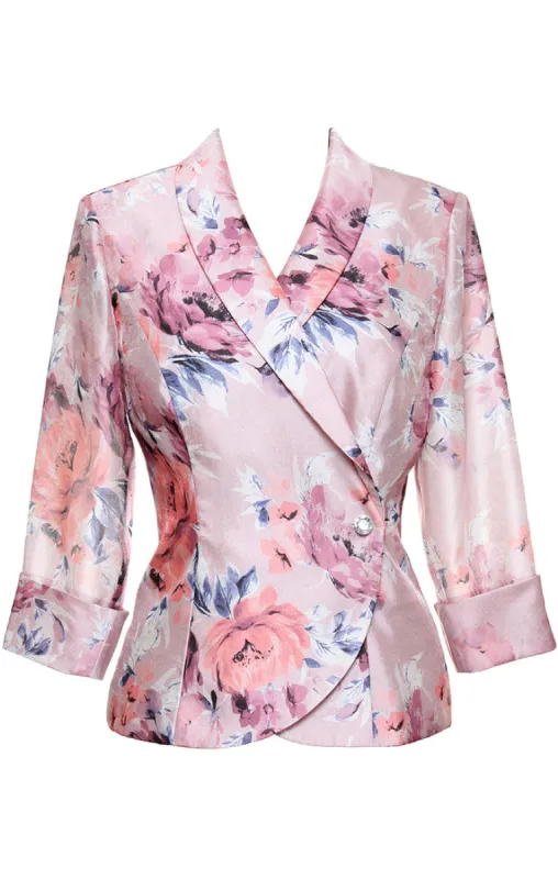 Petite 3/4 Sleeve Printed Organza Side Closure Blouse with Illusion Sleeves sold by Alex Evenings
