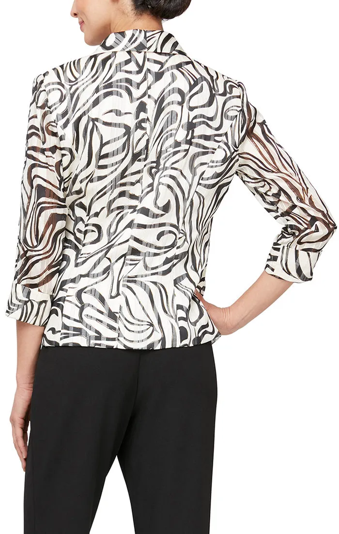 Petite 3/4 Sleeve Printed Side Closure Blouse with Collar sold by Alex Evenings product image thumbnail 2
