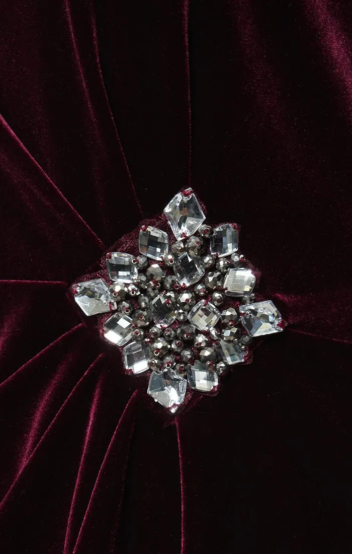 Regular - Square Neck Velvet Blouse with Puff Shoulder and Embellished Detail sold by Alex Evenings product image thumbnail 3