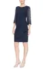 Plus - Metallic Knit Party Dress with Embellished Illusion Sleeves & Cascade Ruffle Skirt sold by Alex Evenings