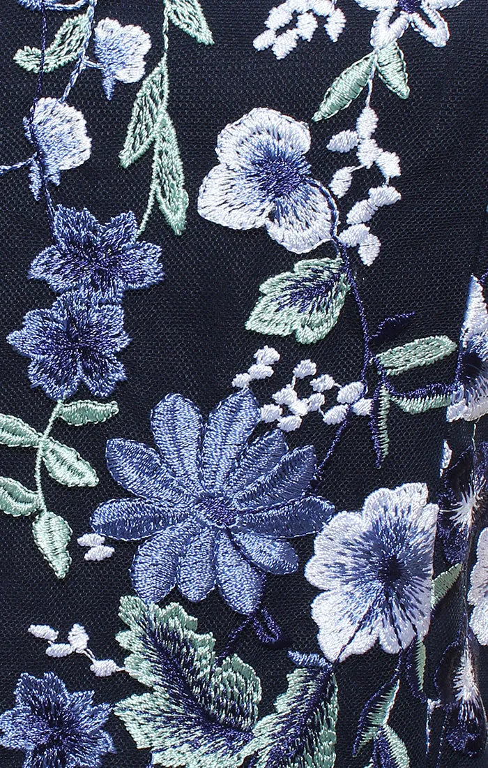 Midi V-Neck Embroidered Sleeveless Dress with Tie Belt sold by Alex Evenings product image thumbnail 2