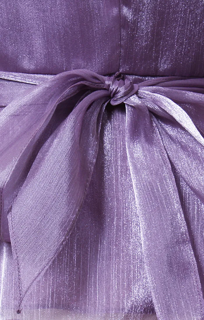 Plus Portrait Collar Shimmer Blouse with Tie Waist and Illusion Sleeves sold by Alex Evenings product image thumbnail 3