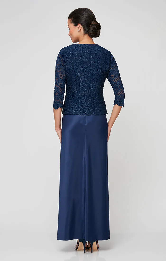 Petite Glitter Lace & Satin Jacket Dress with Open Jacket sold by Alex Evenings product image thumbnail 3