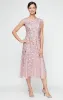 Midi Embroidered Dress with Illusion Neckline and Godet Detail Skirt sold by Alex Evenings