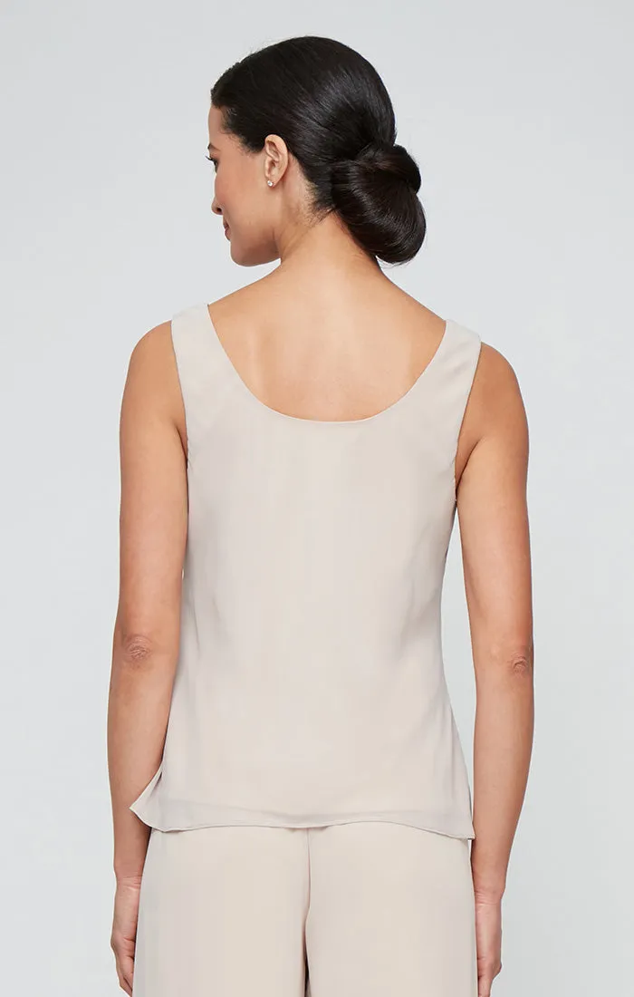 3/4 Sleeve Embroidered Twinset with Solid Chiffon Scoop Neck Tank and Hook Neck Closure Jacket sold by Alex Evenings product image thumbnail 4