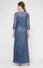 Regular - Sequin Lace Long A-Line Dress with 3/4 Sleeve Illusion Jacket sold by Alex Evenings