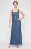 Regular - Sequin Lace Long A-Line Dress with 3/4 Sleeve Illusion Jacket sold by Alex Evenings