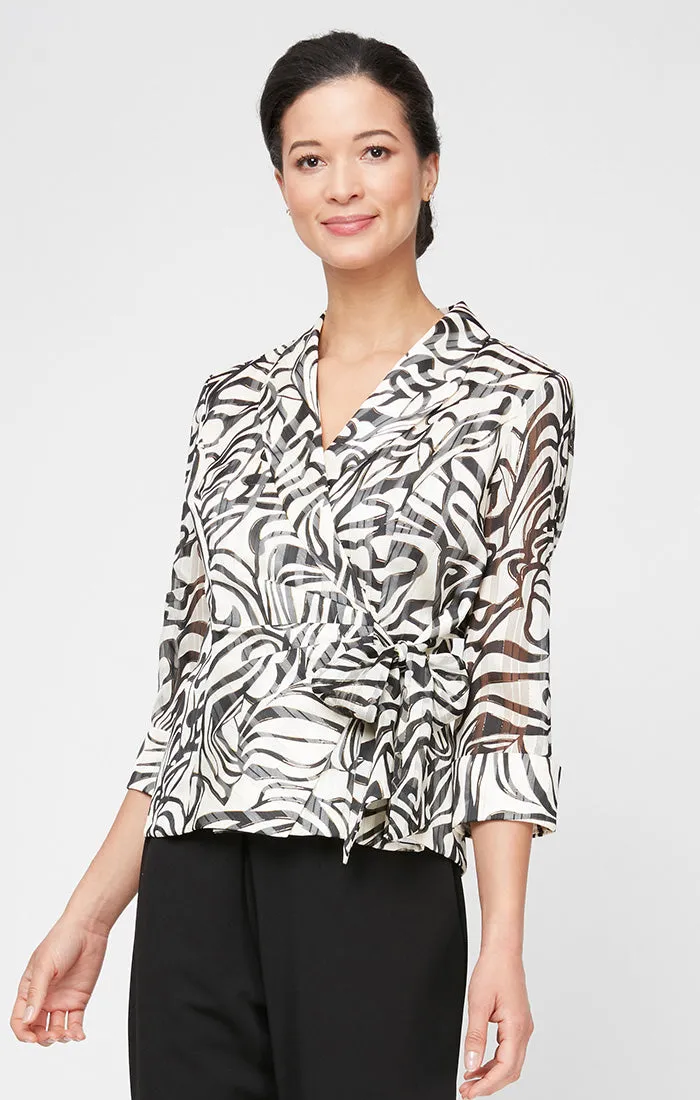 3/4 Sleeve Printed Chiffon Side Closure Blouse sold by Alex Evenings