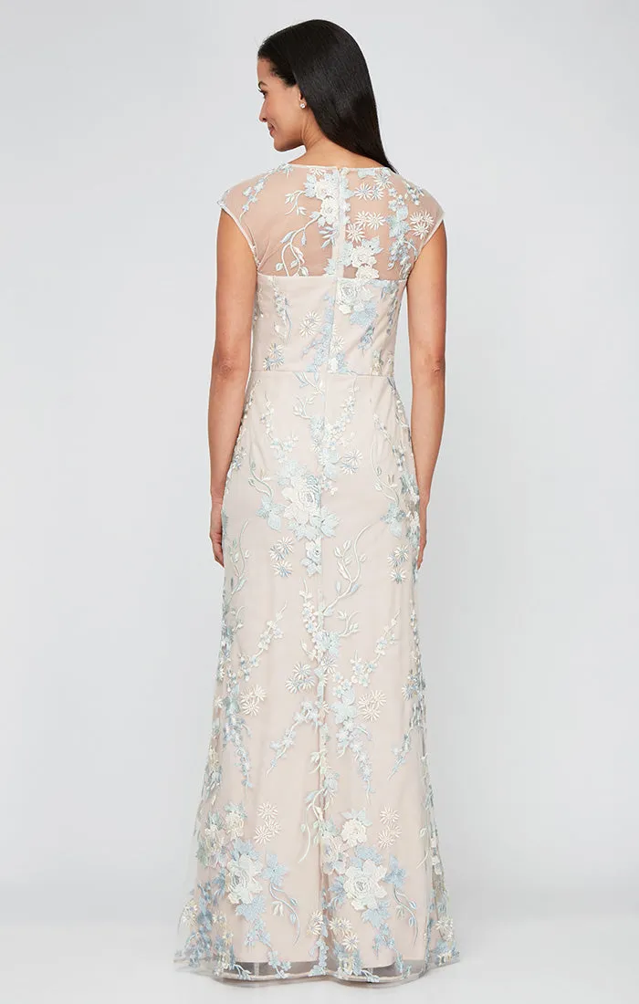 Long Embroidered Mermaid Dress with Sweetheart Neckline and Illusion Straps sold by Alex Evenings product image thumbnail 2