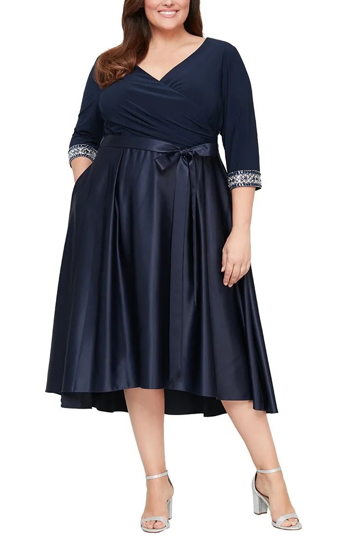Plus - Surplice Neckline Dress with High Low Full Skirt sold by Alex Evenings
