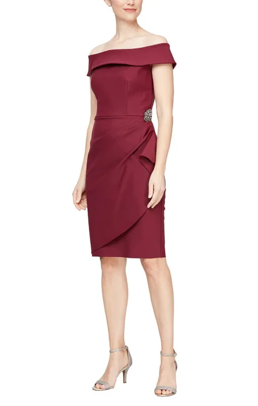Regular - Off-the-Shoulder Sheath Compression Collection Dress sold by Alex Evenings