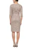 Petite - Short Sheath Sequin Lace Cocktail Dress with L-Shaped Neckline and 3/4 Sleeves sold by Alex Evenings