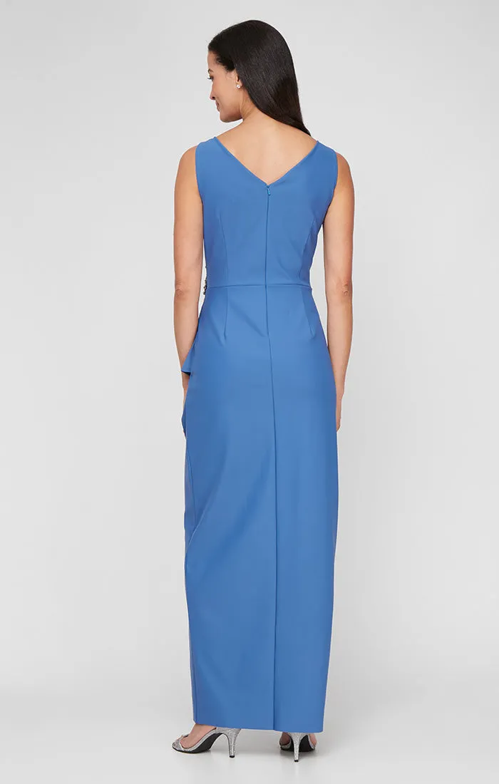 Sleeveless Compression Sheath Gown with Cascade Detail Skirt and Beaded Hip Detail sold by Alex Evenings product image thumbnail 5