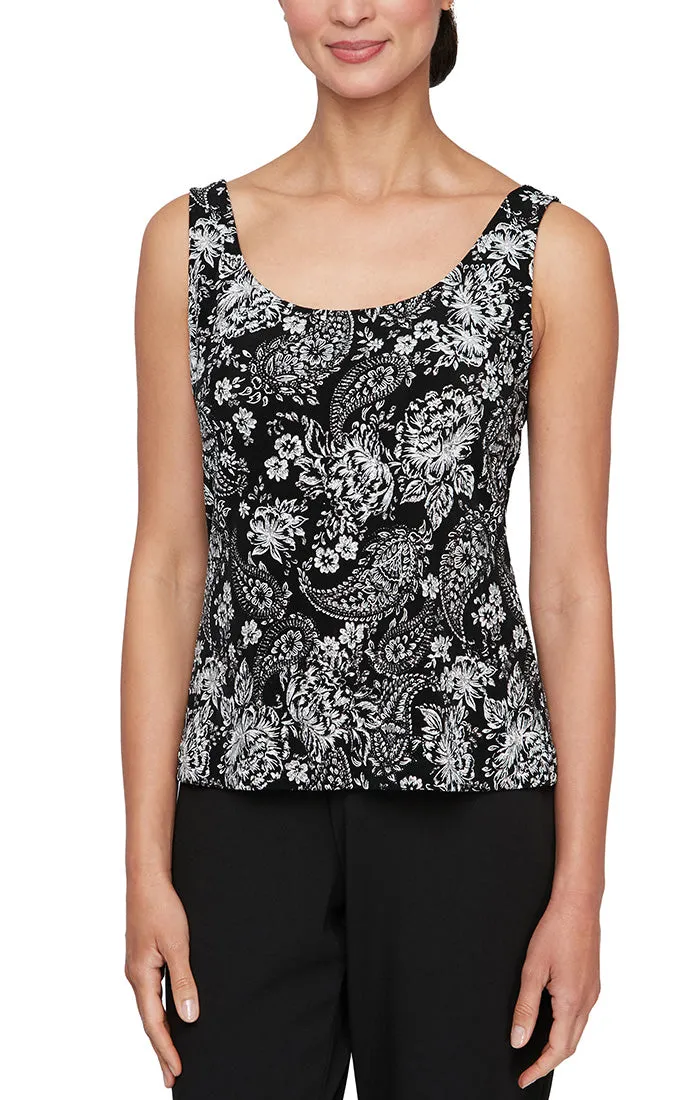 Regular - 3/4 Sleeve Glitter Printed Hook Neck Twinset with Scoop Neck Tank sold by Alex Evenings product image thumbnail 2