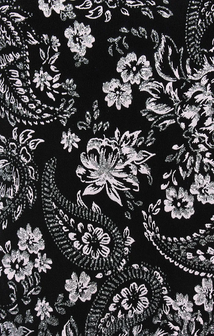 Regular - 3/4 Sleeve Glitter Printed Hook Neck Twinset with Scoop Neck Tank sold by Alex Evenings product image thumbnail 5