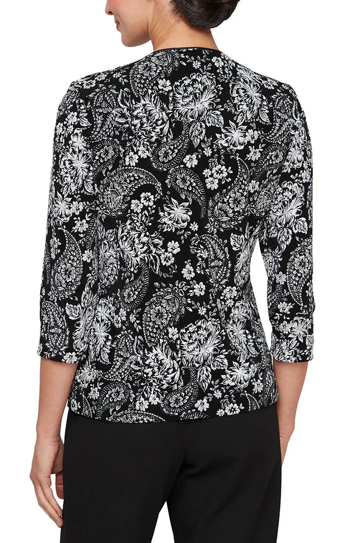 Regular - 3/4 Sleeve Glitter Printed Hook Neck Twinset with Scoop Neck Tank sold by Alex Evenings product image thumbnail 3