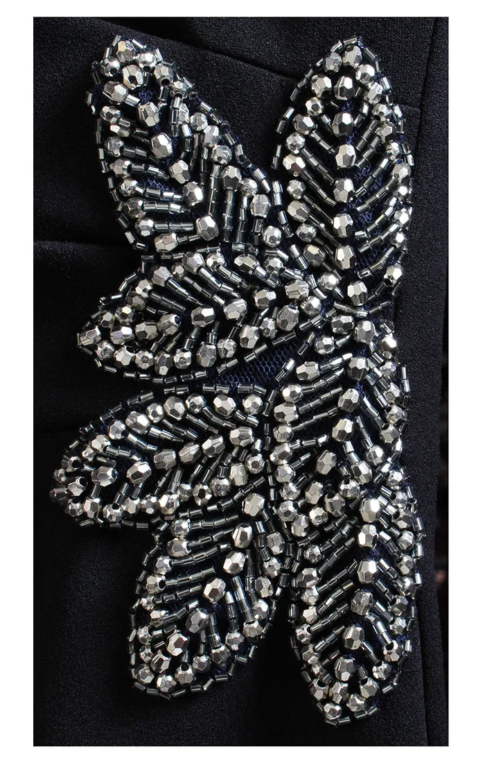 Plus - Short Sheath Crepe Cocktail Dress with L-Shaped Neckline, Illusion Bell Sleeves & Embellishment Detail at Hip sold by Alex Evenings product image thumbnail 3