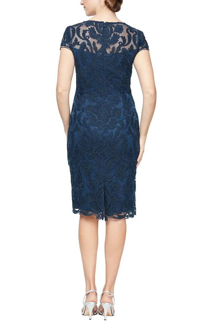 Regular - Short Embroidered Cap Sleeve Dress sold by Alex Evenings product image thumbnail 2