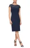 Regular - Sheath Dress with Embroidered Illusion Neckline and Cap Sleeves sold by Alex Evenings