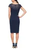 Regular - Sheath Dress with Embroidered Illusion Neckline and Cap Sleeves sold by Alex Evenings