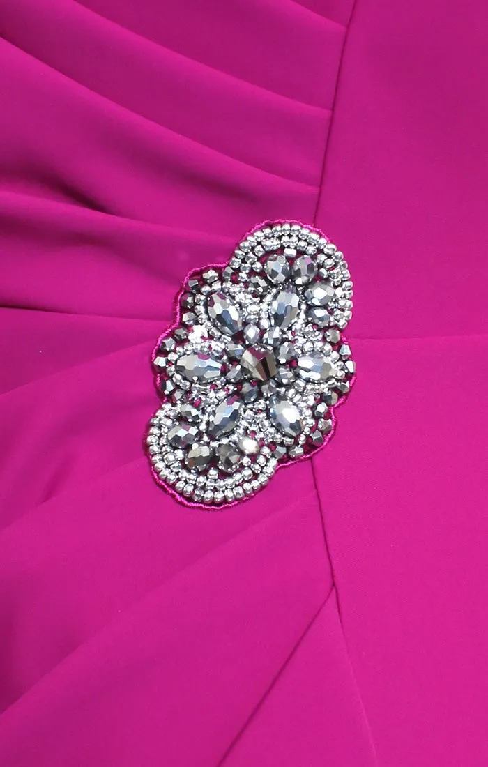 Sleeveless Compression Sheath Gown with Cascade Detail Skirt and Beaded Hip Detail sold by Alex Evenings product image thumbnail 3