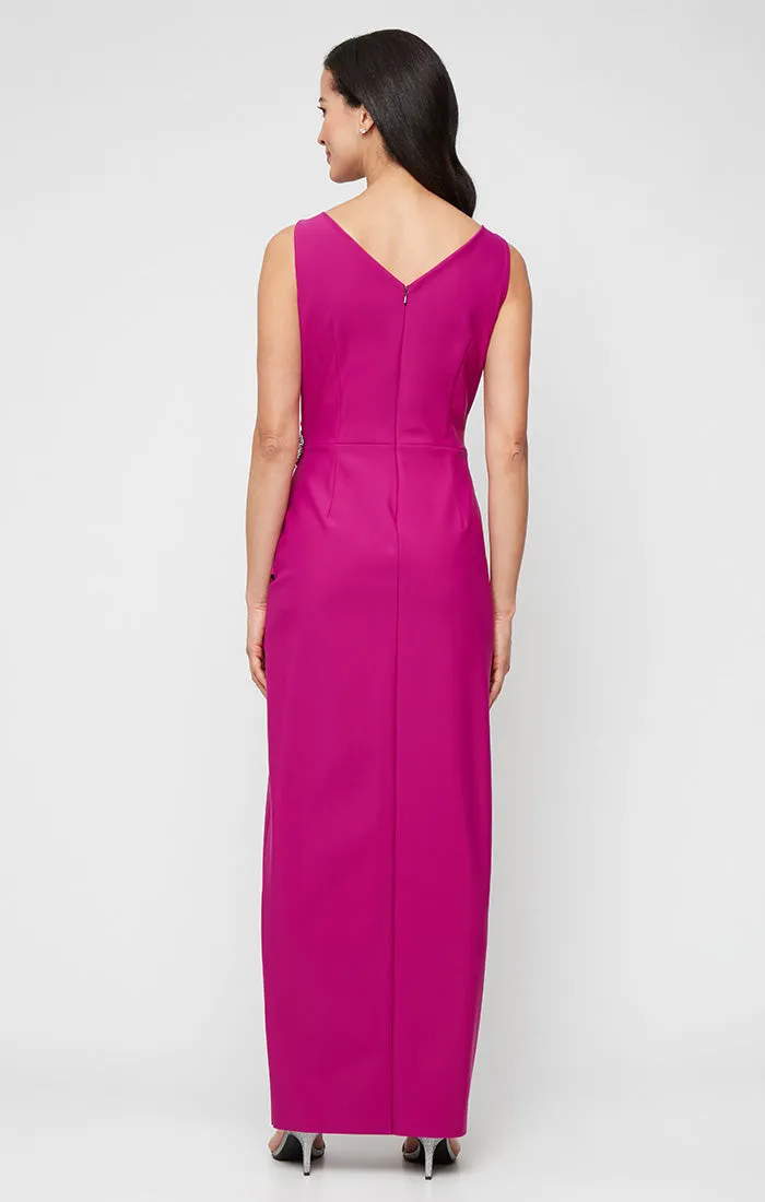 Sleeveless Compression Sheath Gown with Cascade Detail Skirt and Beaded Hip Detail sold by Alex Evenings product image thumbnail 2