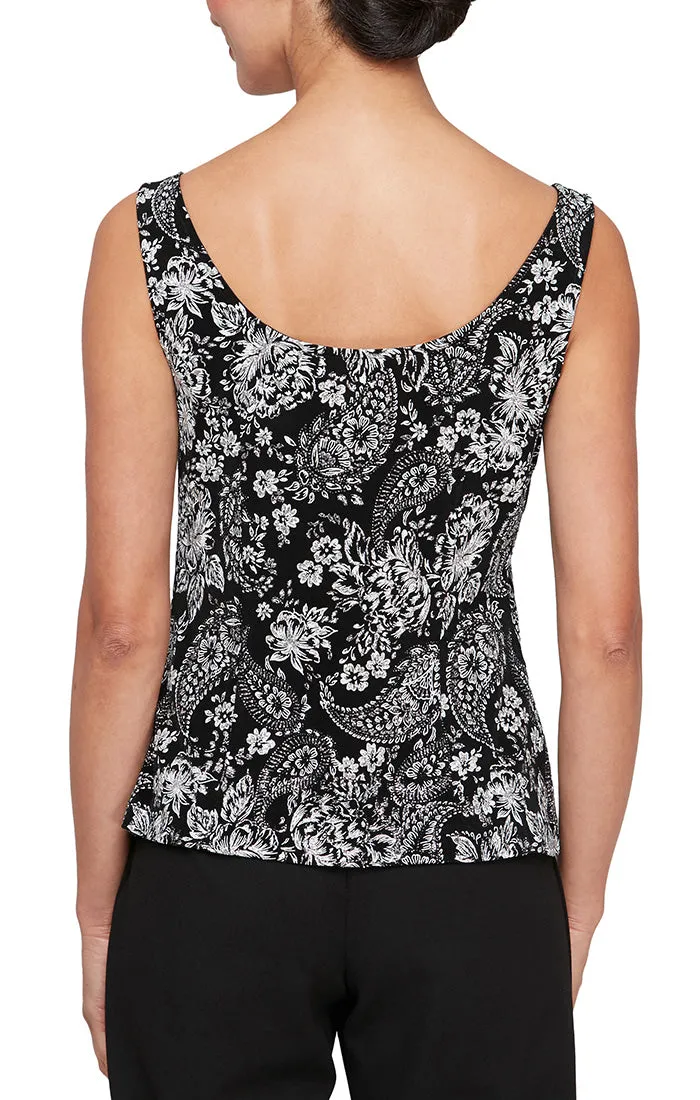 Regular - 3/4 Sleeve Glitter Printed Hook Neck Twinset with Scoop Neck Tank sold by Alex Evenings product image thumbnail 4