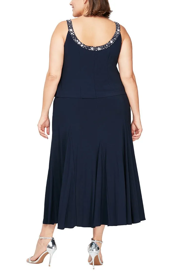 Plus - Matte Jersey Jacket Dress with Beaded Trim Detail sold by Alex Evenings product image thumbnail 4