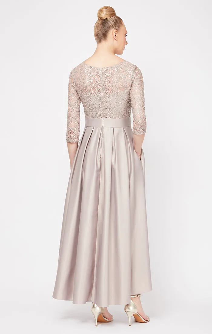 Sequin Lace Party Dress with Satin Skirt & Ribbon Belt sold by Alex Evenings product image thumbnail 2