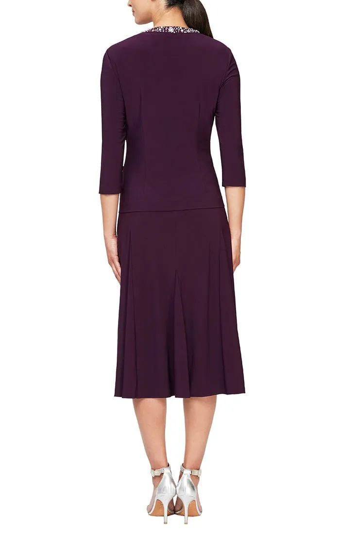 Regular - Matte Jersey Jacket Dress with Sequin Beaded Trim sold by Alex Evenings product image thumbnail 3