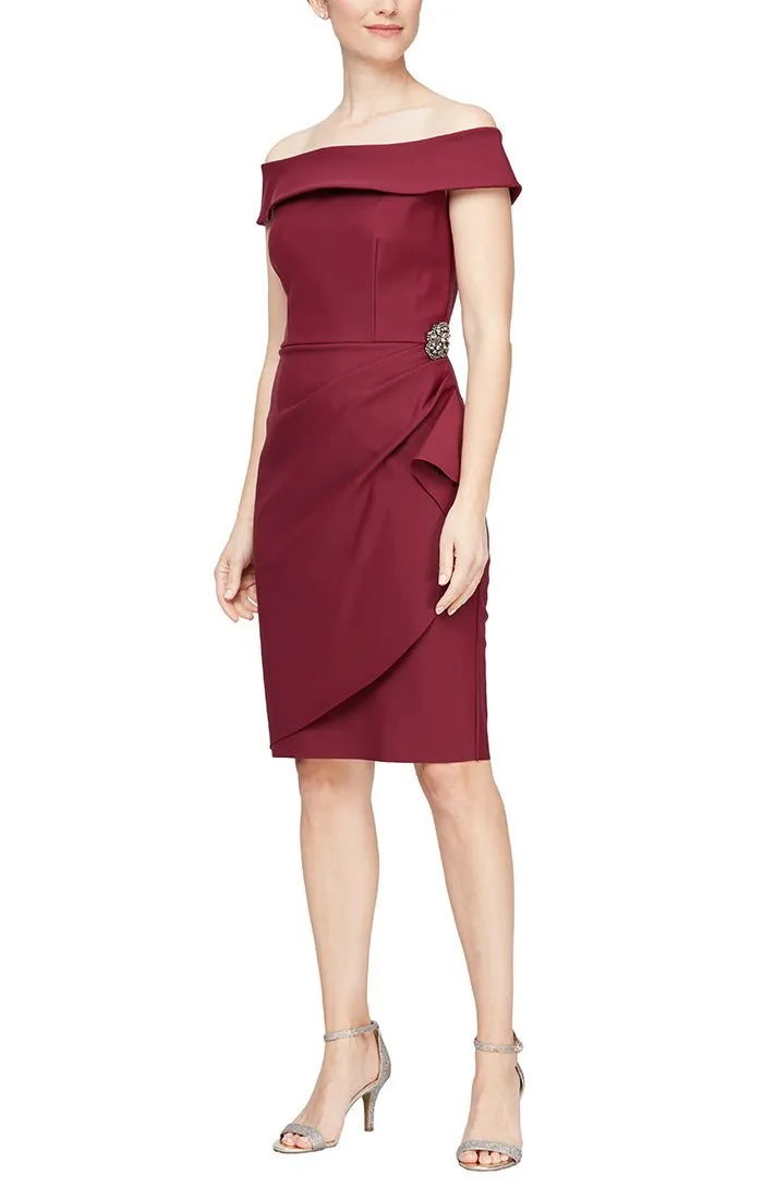 Regular - Off-the-Shoulder Sheath Compression Collection Dress sold by Alex Evenings